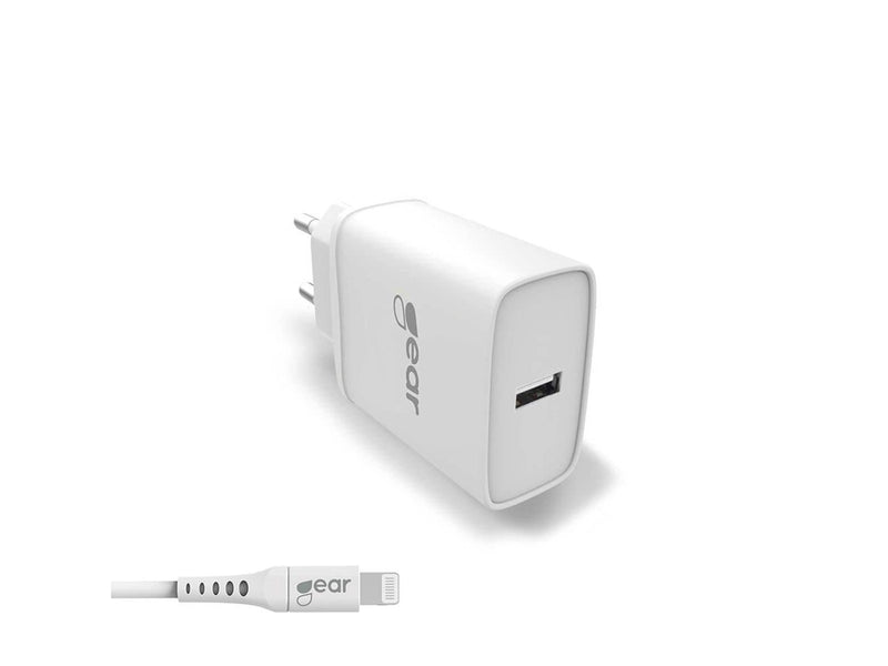 GEAR Charger 220V 1xUSB 2.4A White Lightning cable 1m MFI C89