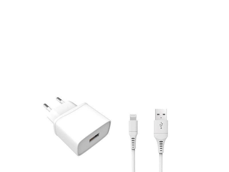 GEAR Charger 220V 1xUSB 1A White Lightning Cable 1m MFI