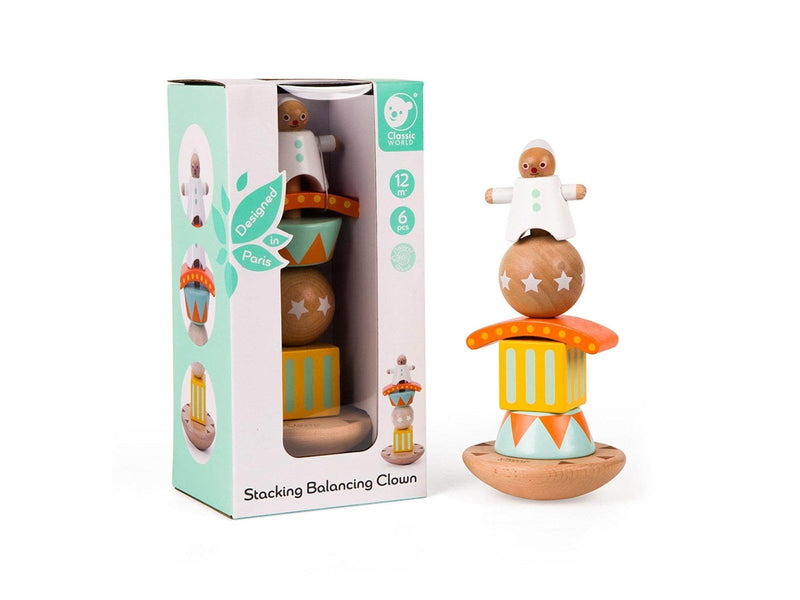 Classic World Wooden Pile and Balance Game Clown 6dlg.