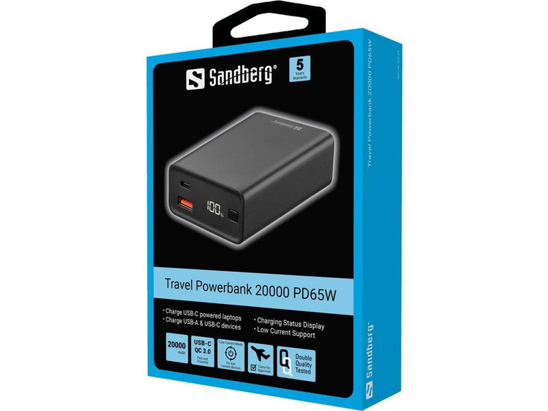 Sandberg Travel Powerbank 20000 mAh Powerbank (Akku) - schwarz - 20000 mAh