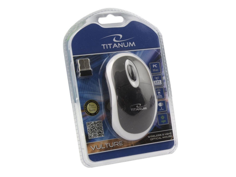 Esperanza TITANUM WIRELESS OPTICAL MOUSE 2.4GHz 3D USB VULTURE WHITE - Ergonomische Maus (Schwarz)