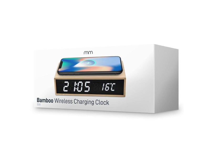 Mikamax Bamboo Wireless Charger Clock