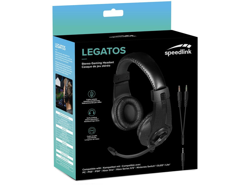Speed-Link LEGATOS Stereo Gaming Headset - Black - Wired Headset - Sony PlayStation 4