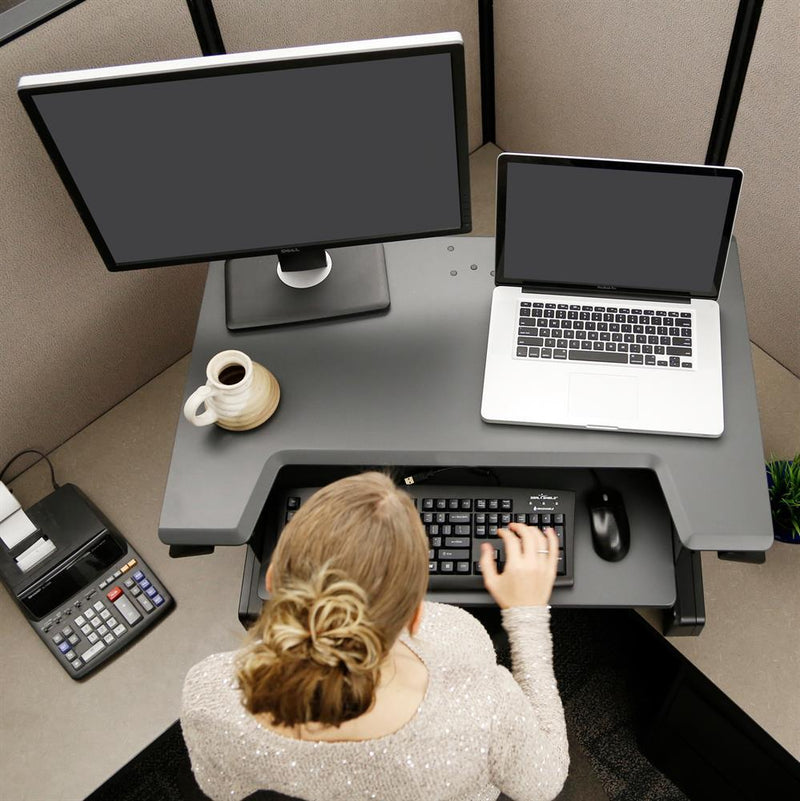 Ergotron WorkFit-TL Steh-Sitz Arbeitsplatz Tischwandler schwarz