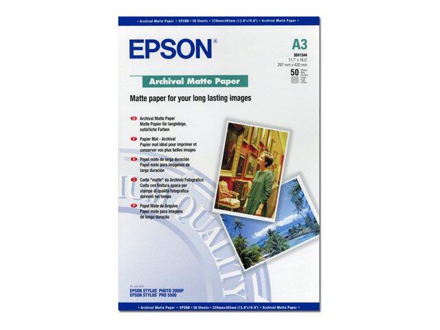 Epson Archival Matte Paper - Papier, matt - A3 (297 x 420 mm) - 192 g/m2 - 50 Blatt - für Stylus Pro 11880, Pro 3880, Pr