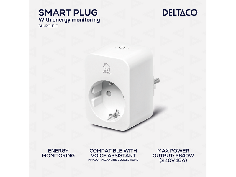 Deltaco Smart-Adapter mit Energieüberwachung, 16 A
