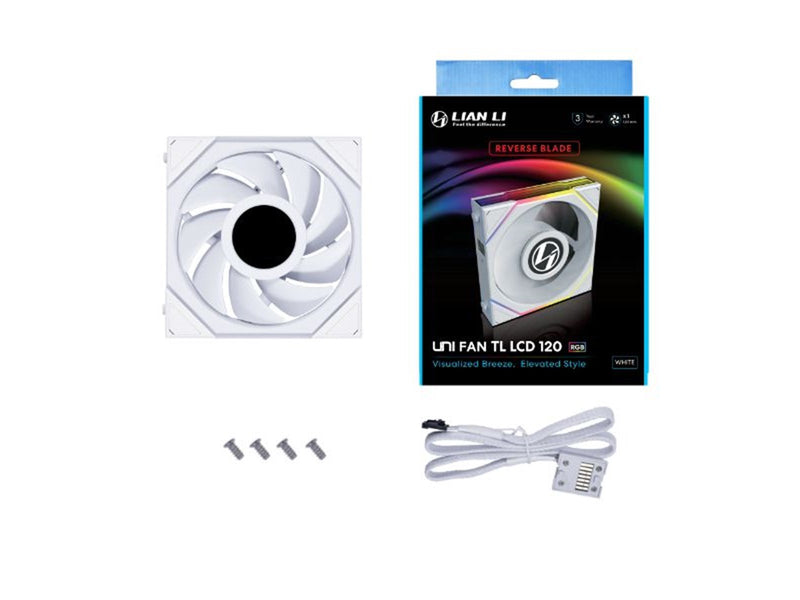 Lian Li UNI FAN TL LCD 120 Reverse Blade - Gehäuselüfter - 120mm - Weiß mit RGB-Beleuchtung - 31 dBA