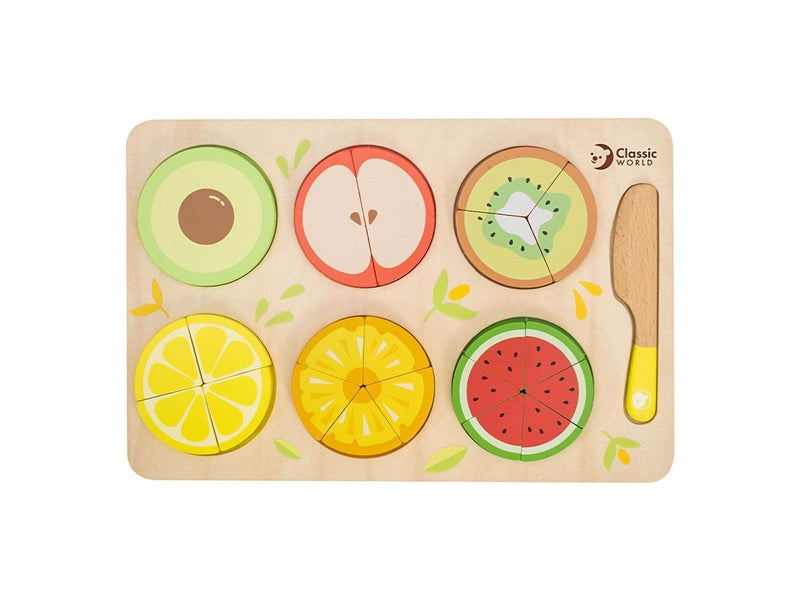 Classic World Wooden Fruit Puzzle Fractions 22 pieces.