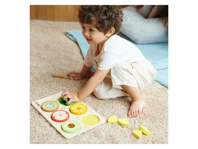 Classic World Wooden Fruit Puzzle Fractions 22 pieces.