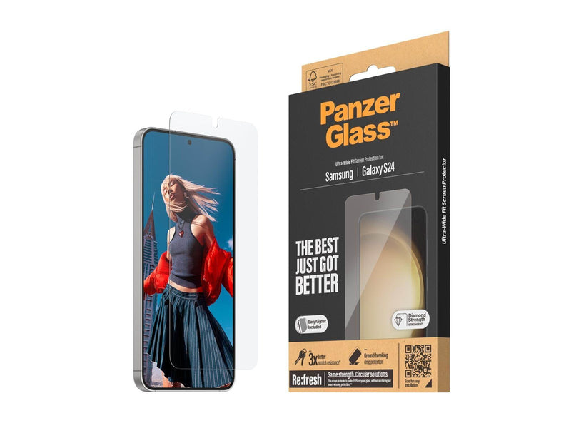 PanzerGlass Screen Protector Samsung Galaxy S24 | Ultra-Wide Fit w. EasyAligner
