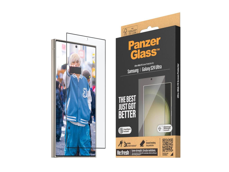 PanzerGlass Screen Protector Samsung Galaxy S24 Ultra | Ultra-Wide Fit w. EasyAligner