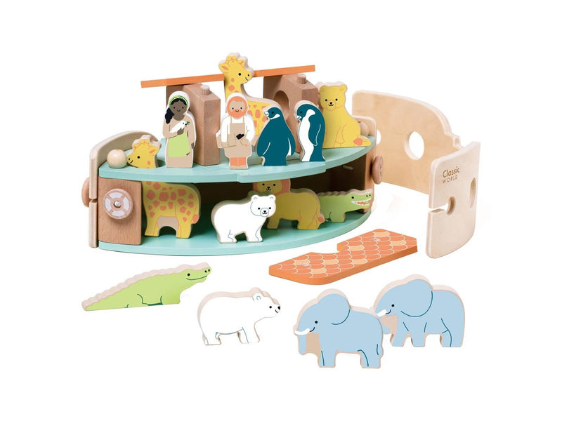 Classic World Wooden Noah's Ark Boat Building Set with Animals 16dlg.