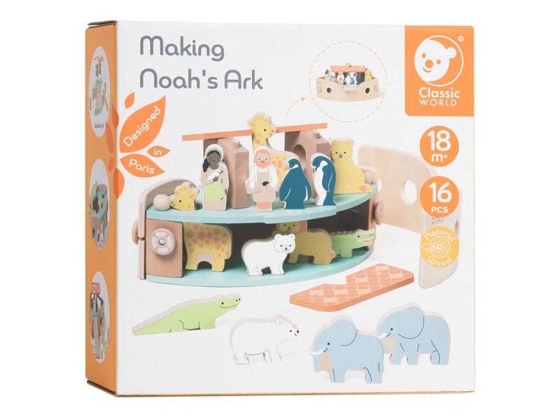 Classic World Wooden Noah's Ark Boat Building Set with Animals 16dlg.