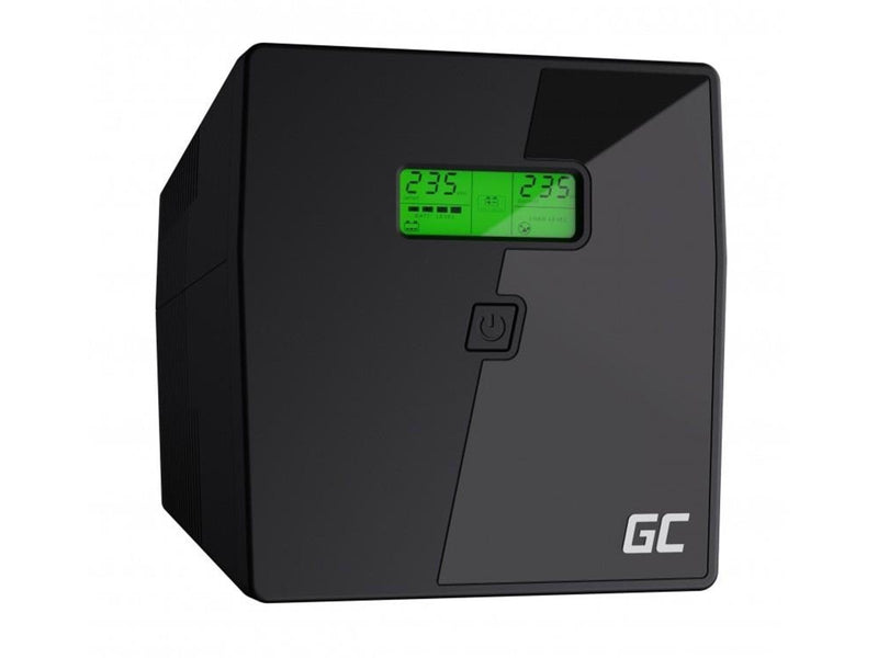 Green Cell UPS 1000VA / 600W with LCD Display Outputs: 2x Schuko 2x IEC Sockets