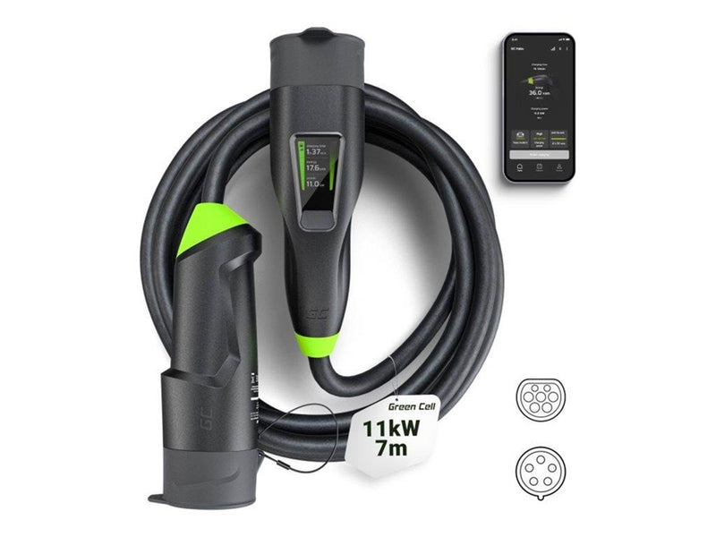 Green Cell Habu EV charging station - 7m 2-in-1 with GC App - IEC 60309 - 11 kW