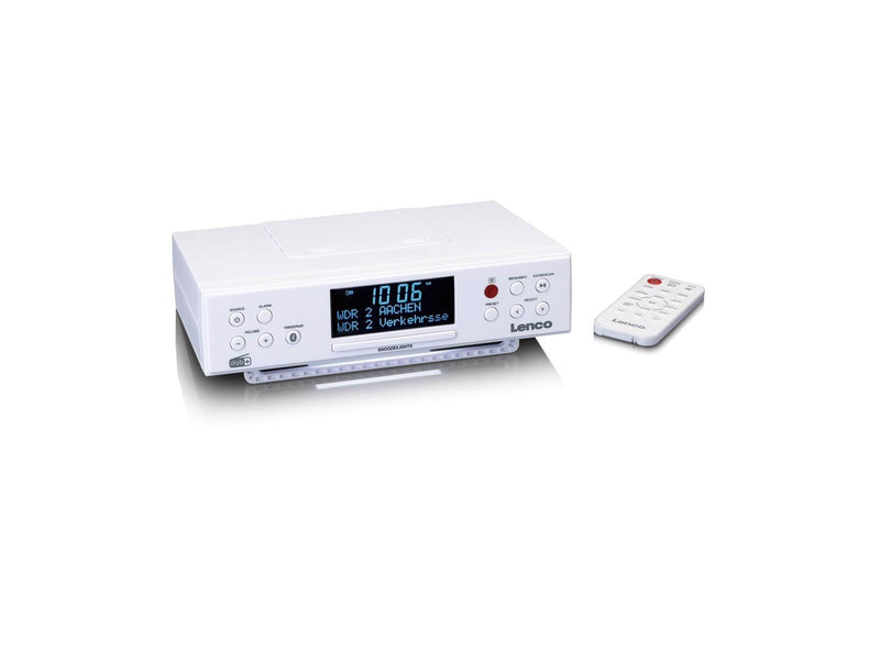 Lenco KCR-190WH - DAB+/FM Kitchen Radio with Bluetooth® LED Lighting and Timer - DAB+ radio - White