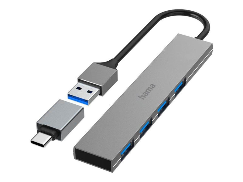Hama 00200141 interface hub USB-Hubs - USB 3.1 - 4 - Grau