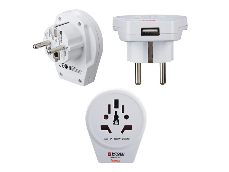 Hama World to Europe USB power plug adapter