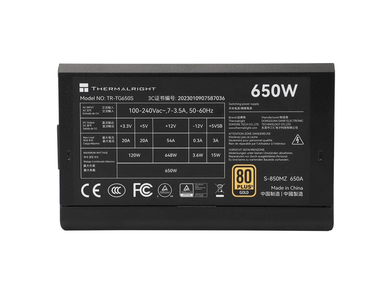 Thermalright TG S (Non-Modular) schwarz - Netzteile - 650 Watt - 120 mm - ATX 3.0 - 80 Plus Gold zertifiziert