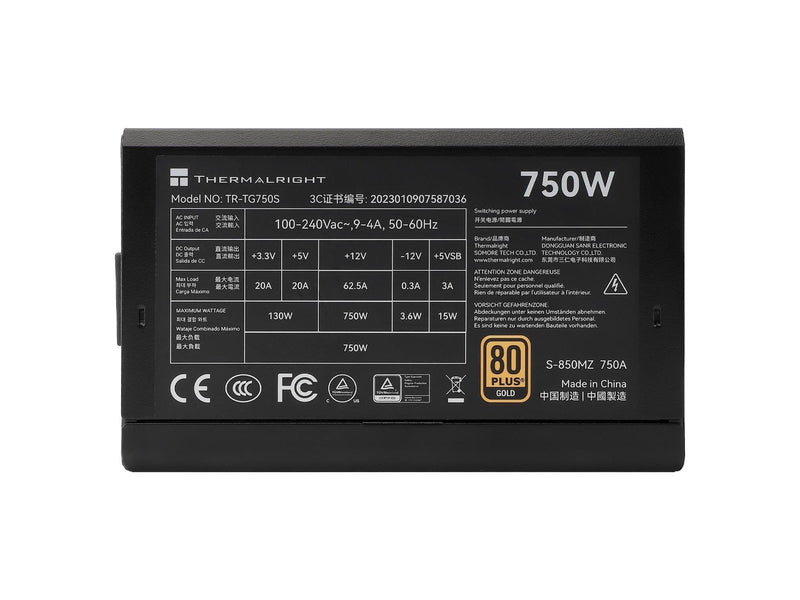 Thermalright TG S (Non-Modular) schwarz - Netzteile - 750 Watt - 120 mm - ATX 3.0 - 80 Plus Gold zertifiziert