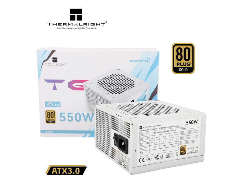 Thermalright TG S (Non-Modular) Weiß mit RGB LED-Beleuchtung - Netzteile - 550 Watt - 120 mm - ATX 3.0 - 80 Plus Gold zertifizie