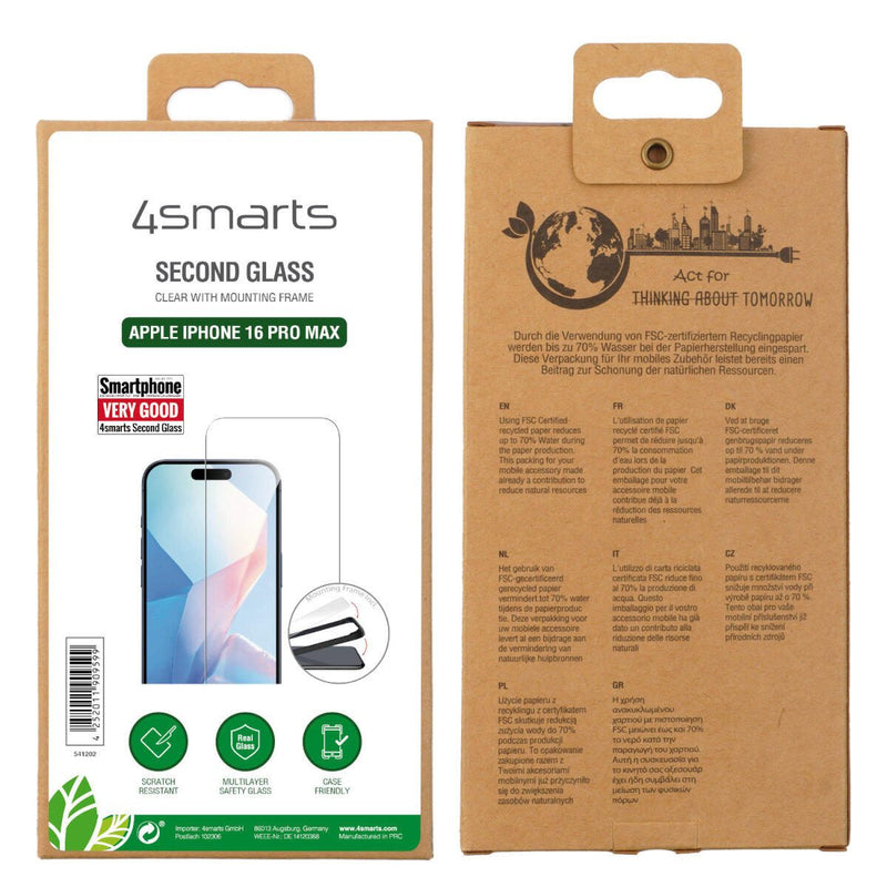 4smarts Second Glass mit Montagerahmen für Apple iPhone 16 Pro Max
