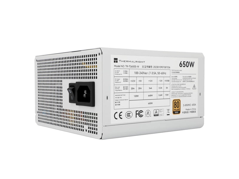 Thermalright TG S (Non-Modular) Weiß mit RGB LED-Beleuchtung - Netzteile - 650 Watt - 120 mm - ATX 3.0 - 80 Plus Gold zertifizie