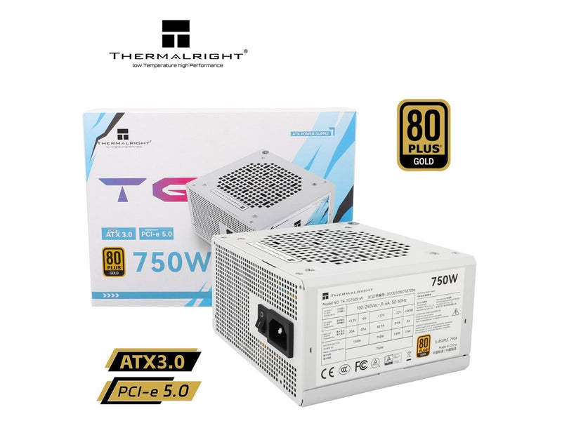Thermalright TG S (Non-Modular) Weiß mit RGB LED-Beleuchtung - Netzteile - 750 Watt - 120 mm - ATX 3.0 - 80 Plus Gold zertifizie
