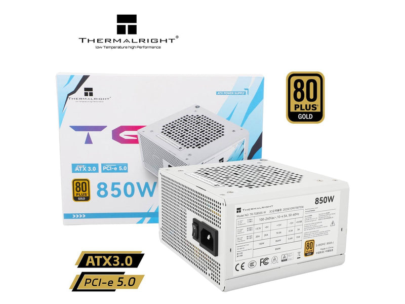 Thermalright TG S (Non-Modular) Weiß mit RGB LED-Beleuchtung - Netzteile - 850 Watt - 120 mm - ATX 3.0 - 80 Plus Gold zertifizie