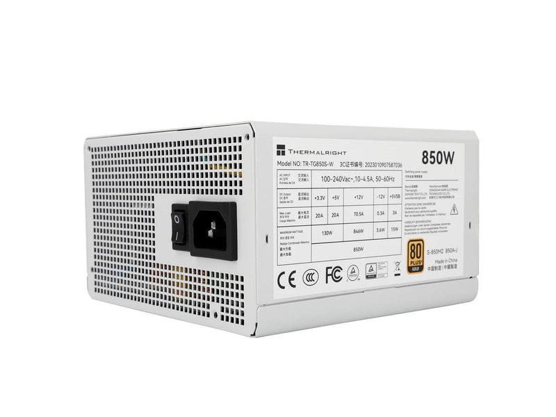 Thermalright TG S (Non-Modular) Weiß mit RGB LED-Beleuchtung - Netzteile - 850 Watt - 120 mm - ATX 3.0 - 80 Plus Gold zertifizie