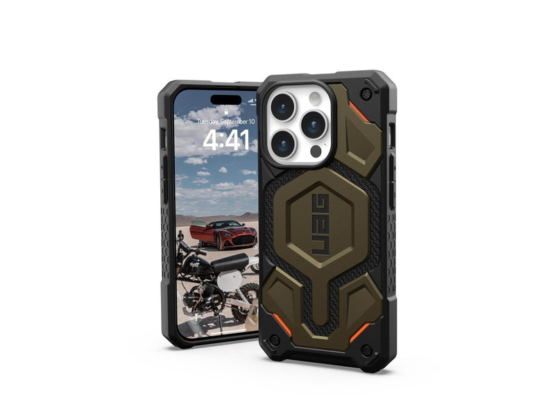 UAG Monarch Pro MagSafe - kevlar element green - iPhone 15 Pro