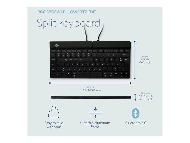 R-Go Tools R-Go Split Break - keyboard - with integrated break indicator - QWERTZ - German - black - Tastaturen - Deutsch - Schw