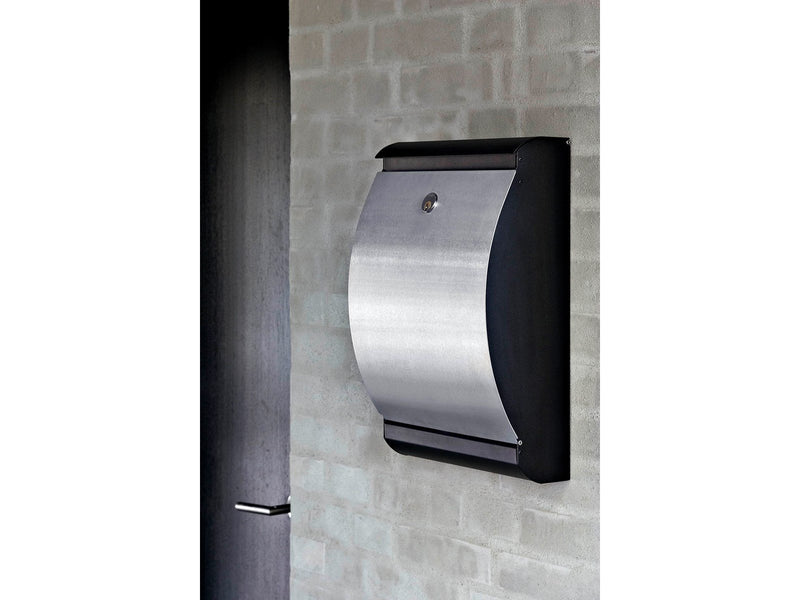MEFA Puffin 300 Briefkasten mit Ruko-Schloss, Schwarz/Edelstahl