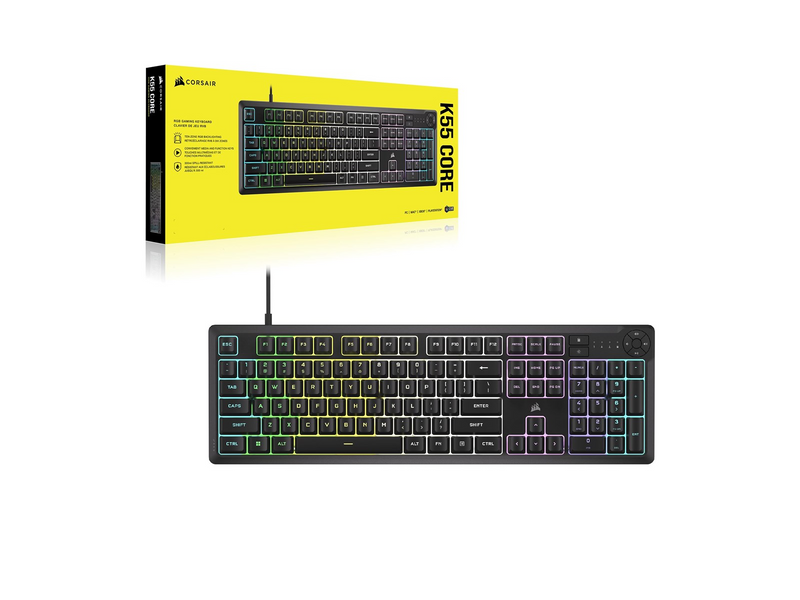 Corsair K55 CORE RGB - Gaming Tastaturen - Englisch - US - Schwarz