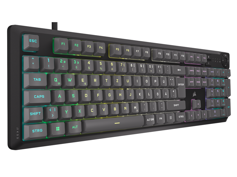 Corsair K55 CORE RGB - Gaming Tastaturen - Deutsch - Grau