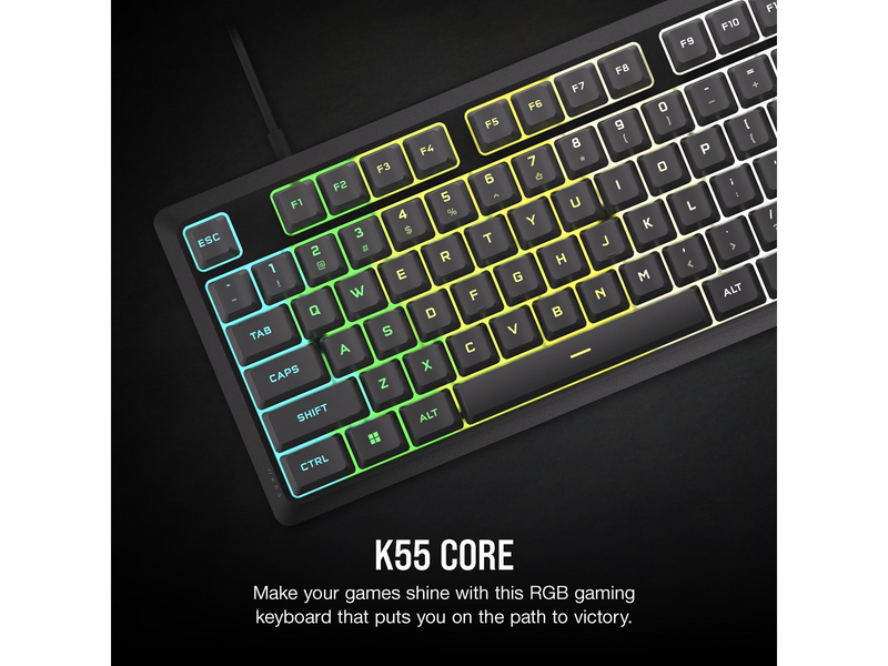 Corsair K55 CORE RGB - Gaming Tastaturen - Deutsch - Grau