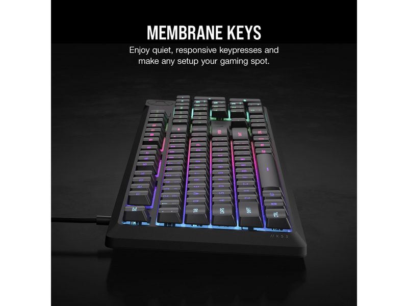 Corsair K55 CORE RGB - Gaming Tastaturen - Deutsch - Grau