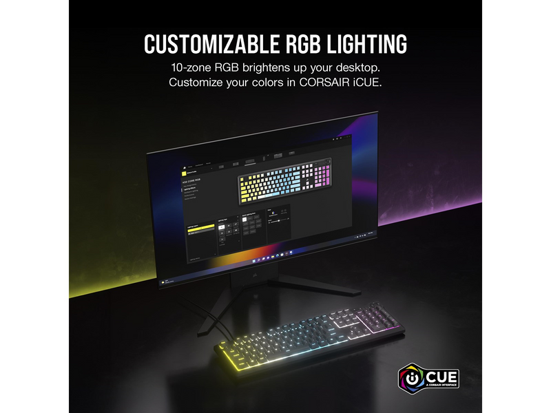 Corsair K55 CORE RGB - Gaming Tastaturen - Deutsch - Grau