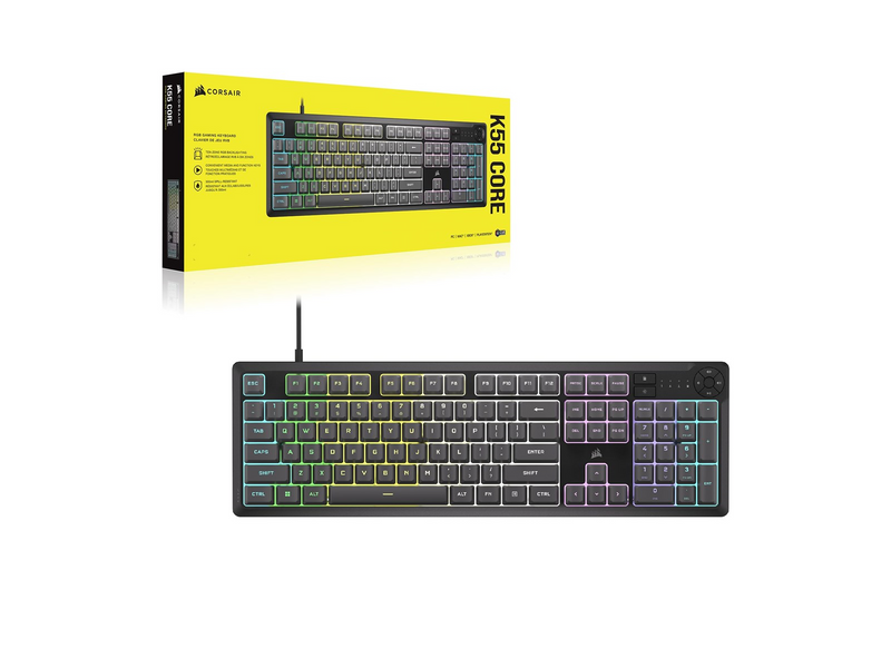 Corsair K55 CORE RGB - Gaming Tastaturen - Deutsch - Grau