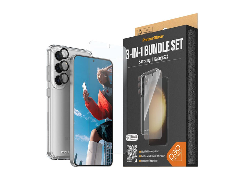 PanzerGlass 3-in-1 Protection Pack Samsung Galaxy S24 | Ultra-Wide Fit w. EasyAligner