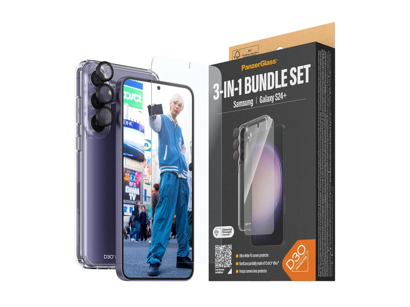 PanzerGlass 3-in-1 Protection Pack Samsung Galaxy S24 Plus | Ultra-Wide Fit w. EasyAligner