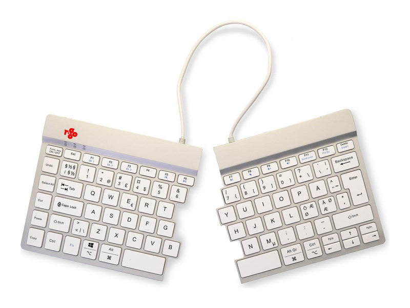 R-Go Tools R-Go Split Break - keyboard - with integrated break indicator - QWERTY - Nordic - white - Tastaturen - Nordisch - Wei
