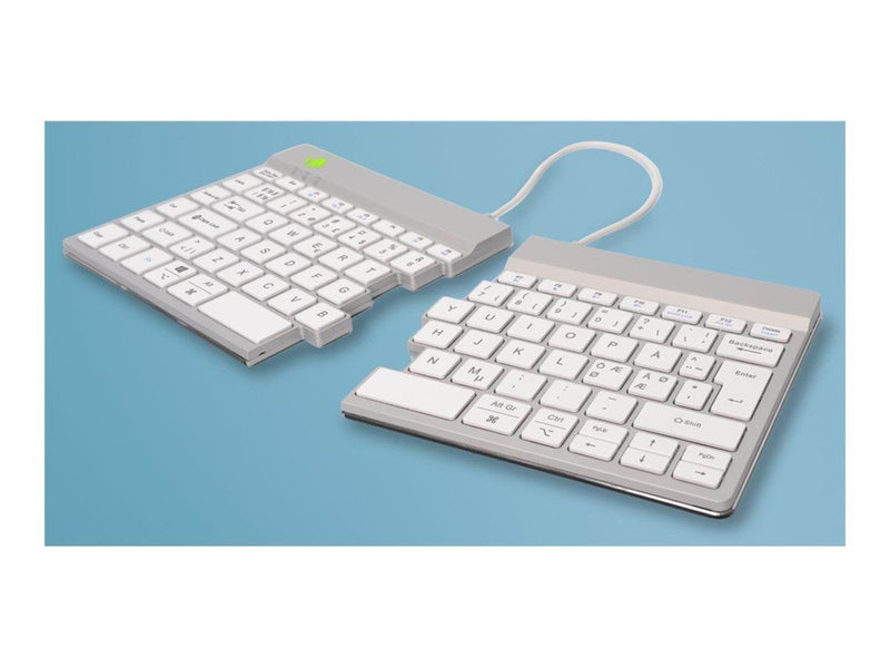 R-Go Tools R-Go Split Break - keyboard - with integrated break indicator - QWERTY - Nordic - white - Tastaturen - Nordisch - Wei