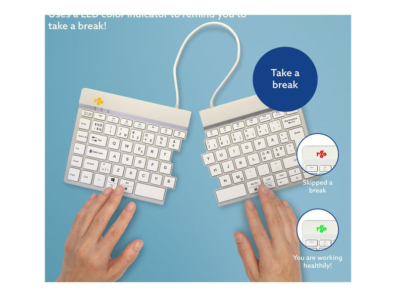 R-Go Tools R-Go Split Break - keyboard - with integrated break indicator - QWERTY - Nordic - white - Tastaturen - Nordisch - Wei