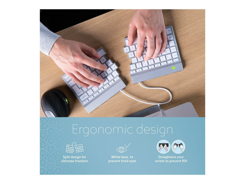 R-Go Tools R-Go Split Break - keyboard - with integrated break indicator - QWERTY - Nordic - white - Tastaturen - Nordisch - Wei