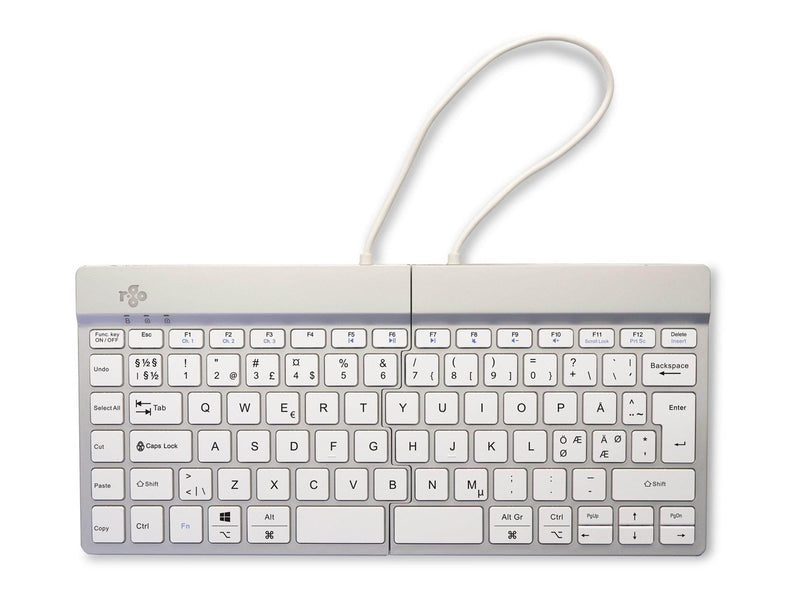 R-Go Tools R-Go Split Break - keyboard - with integrated break indicator - QWERTY - Nordic - white - Tastaturen - Nordisch - Wei