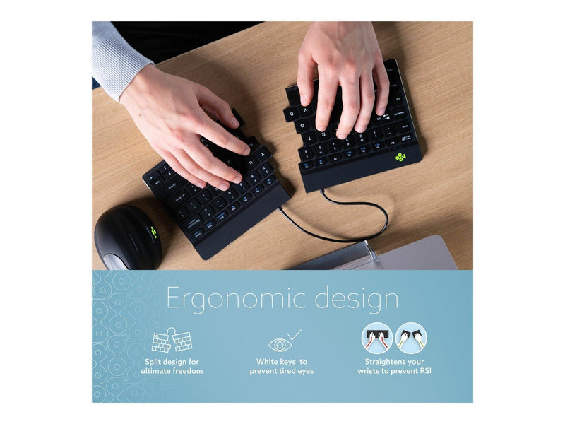 R-Go Tools R-Go Split Break - keyboard - with integrated break indicator - QWERTY - US - black - Tastaturen - Englisch - US - Sc