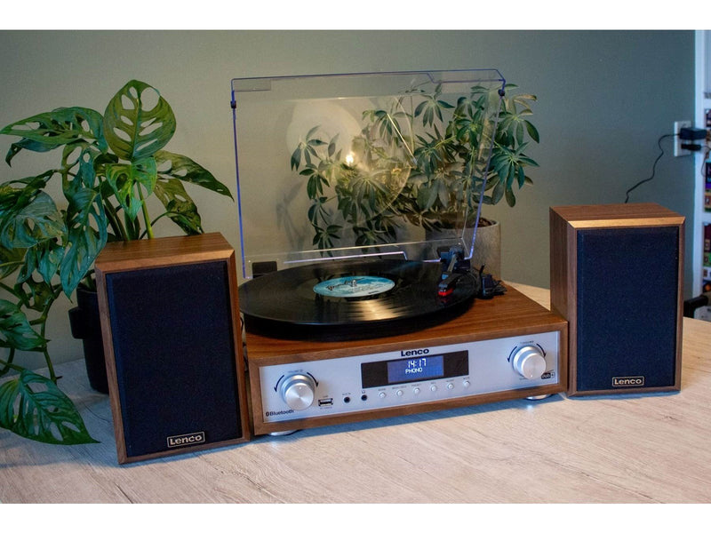 Lenco MC-160WD - HiFi Stereo system with Record Player DAB+/FM radio and Bluetooth® - Wood - Plattenspieler