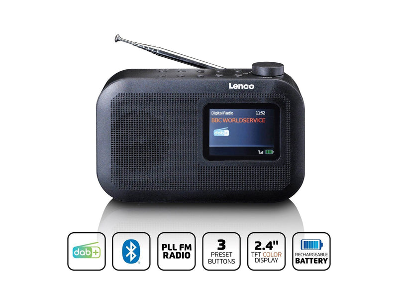 Lenco PDR-026BK - Portable DAB+/FM radio with Bluetooth® - Black - DAB/FM - Mono - schwarz