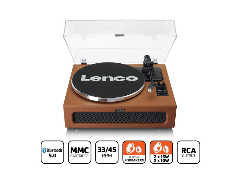 Lenco LS-430BK - Record Player with 4 built-in speakers - Brown - Plattenspieler Braun